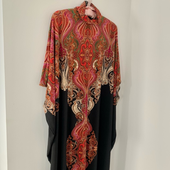 BIDDELL NWT Paisley Retro Print Kaftan Style Black Maxi Dress - Picture 2 of 6